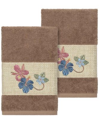 Linum Home Textiles 100% Turkish Cotton Caroline 2Pc Embellished Hand Towel Set