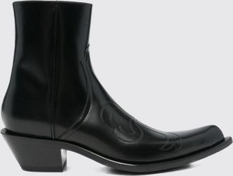 Acne Studios Leather Western Ankle Boots with Tapered Toe and Side Zip