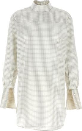 Dries Van Noten Grid Mock-neck Long Sleeved Shirt