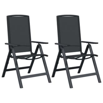 vidaXL Sillas De Jard&iacute;n Reclinables 2 Pcs Negro 58 X 71 X 112 Cm Vidaxl