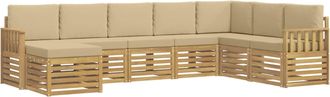 vidaXL Conjunto De Sof&aacute;s De Exterior 6 Uds. Blanco Y Beige Poli&eacute;ster Vidaxl