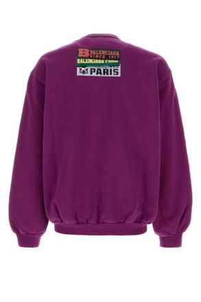 Balenciaga Mens Purple Cottons Sweatshirt Violet Exterior: Cotton T-Shirt T-shirts And Polos