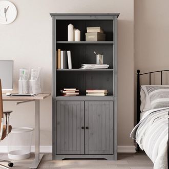 Berkfield Home Bookcase BODO Grey 80x40x172 cm Solid Wood Pine | Size: 80 x 40 x 172 cm