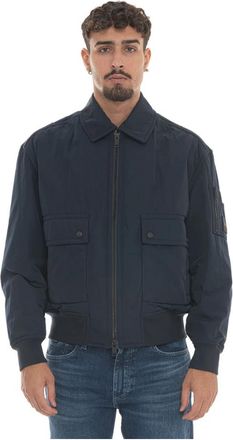 HUGO BOSS Stijlvolle Bomberjack met Ritssluiting - Heren - Bomber jackets - Blauw - S - Polyester - Jassen