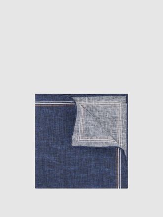 Reiss Claudio Mens Navy Linen Pocket Square