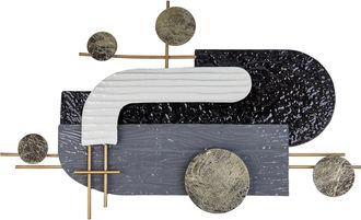 Beliani Beliani - Decoraci&oacute;n De Pared De Metal Negro Dorado Blanco Gris 86 X 55 Cm Geom&eacute;trico Lutetium
