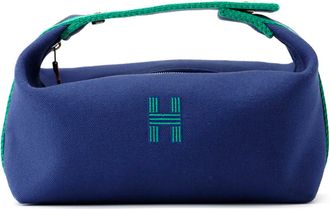 Hermès Green Navy Canvas Pouch (Pre-Owned)