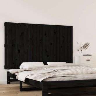 vidaXL Cabecero De Cama De Pared Madera Maciza Pino Negro 147x3x90 Cm Vidaxl