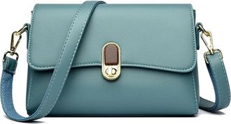 Generic Compatible For Womans Messenger Bags Females Genuine Leather Flip Cover Crossbody Bag Classic Ladies Shoulder(Blue)