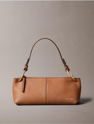 Calvin Klein Womens Slouchy Leather Small Convertible Bag - Medium Brown
