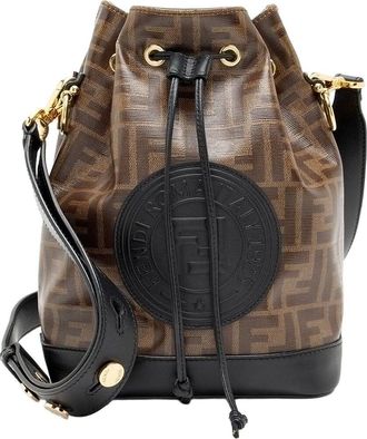 Fendi Fendi Black Leather Ff Spalmati Mon Tresor Grande Shoulder Bag (Authentic Pre- Loved)