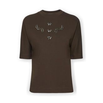 Elena Miro Tops, Dames, Groen, 3Xl, Nylon, Sweatshirt met korte mouwen en borduursel