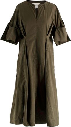 STUDIO NICHOLSON Cotton Poplin Olive Midi Dress Size XS