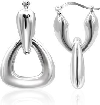MAX + STONE 925 Sterling Silver Chunky Domed Hoop Earrings