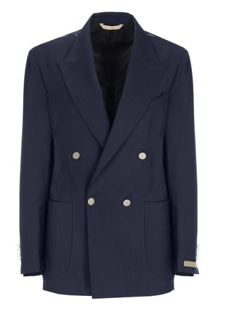 BRIGLIA 1949 Blue Blanchette Double-Breasted Blazer