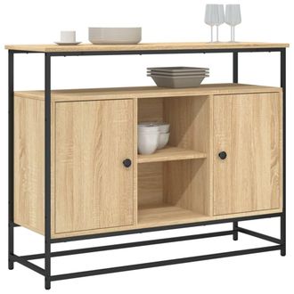Berkfield Home Sideboard Sonoma Oak 100x35x80 cm Engineered Wood in Light Brown | Size: 100 x 35 x 80 cm