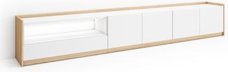 Skraut Home Skraut Home - Mueble Tv, Televisi&oacute;n, Muebles De Sal&oacute;n, Almacenaje, 310x37x50cm, Para Tv Hasta 80, Led, Estilo Moderno, Blanco Y Roble Soft