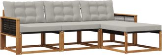 vidaXL Conjunto De Sof&aacute;s De Exterior 4 Uds. Natural Y Gris Claro Vidaxl