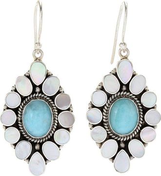 Samuel B. Silver 6.00 Ct. Tw. Larimar & Pearl Earrings