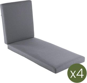 ED&Egrave;N JARD&Iacute; Pack de 4 cojines para tumbona olefin gris 190x60x10 cm