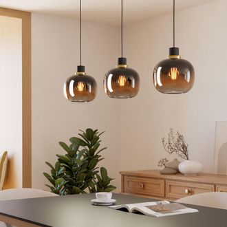 Eglo Eglo OILELLA Linear Black & Brown Glass Pendant Light