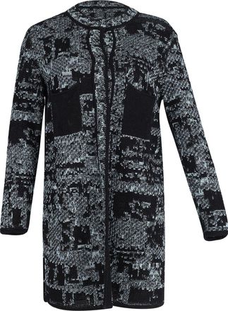 Missoni Knitted Midi Coat in Blue and Black Cotton
