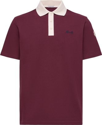 Moncler Moncler Embroidered Logo Cotton Piquet Polo Shirt, Men, Red, Size: 3xl