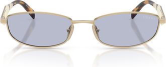 Prada Rectangular Gold-tone Metal Frame Sunglasses with Tortoiseshell Temples
