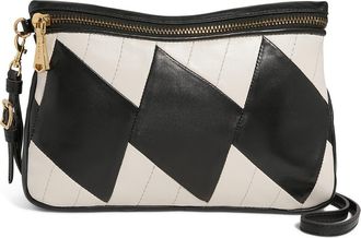Aim&eacute;e Gramercy Novelty Leather Crossbody Bag in Black White Diamond at Nordstrom