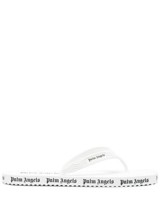 Palm Angels logo-print flip flops - White