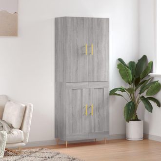 Berkfield Home Highboard Grey Sonoma 69.5x34x180 cm Engineered Wood