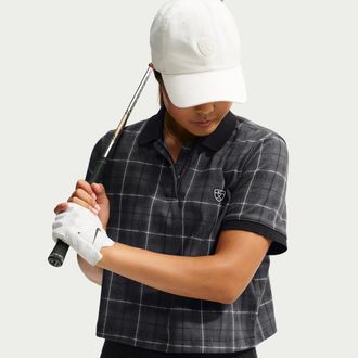 Nike Womens Fairway Fresh Dri-FIT Tartan Golf Polo in Black | IO0350-010