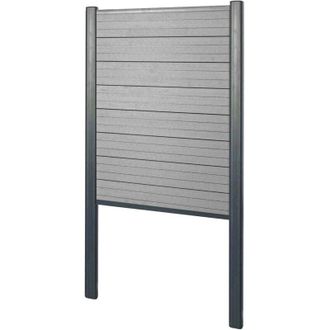 Hhg Hhg - Wpc Pantalla De Privacidad Sarthe, Valla Cortavientos, Poste De Aluminio Para Fijar En Hormig&oacute;n, Elemento Base Estrecho, 100cm Gris