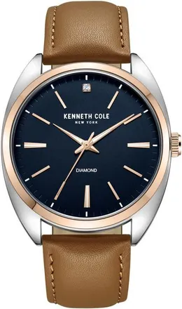 Kenneth Cole Three Hand Quartz Leather Strap Watch, 45mm in Tan at Nordstrom
