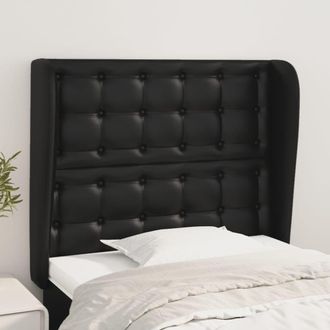 vidaXL Cabecero Con Orejas De Cuero Sint&eacute;tico Negro 83x23x118/128 Cm Vidaxl