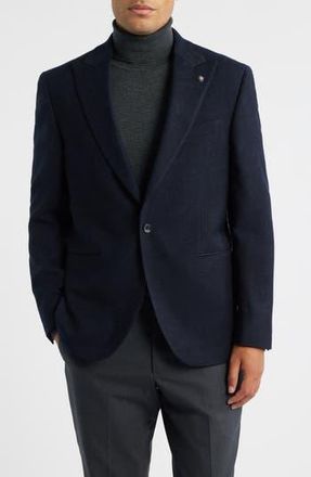 Jack Victor Erie Peak Lapel Navy Textured Wool Blazer at Nordstrom Rack, Size 40 Regular