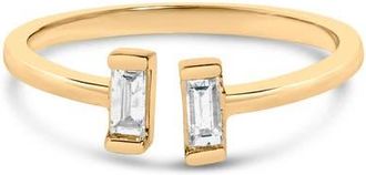 House of Brilliance 14K Yellow Gold Plated Sterling Silver 1/5 Ctw Baguette Diamond Open Band Ring in Yellow Gold Over Silver at Nordstrom, Size 7