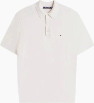 Tommy Hilfiger Mens Tommy Hilfiger Ess Cotton Knitted Polo Z00 Ivory Petal - White - Size: 42