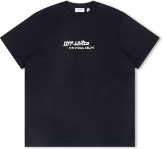 Off-white Mens Cryst Croco Slim Fit Tee In Black