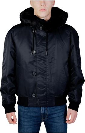 HUGO BOSS Zwarte Bomberjack met capuchon - Heren - Winterjassen - Zwart - L - Jassen