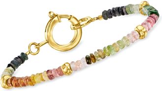 Ross-Simons Multicolored Tourmaline Bead Bracelet With 18kt Gold Over Sterling