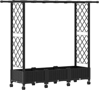vidaXL Cama Elevada Con Trellis Y Techo Negro 164 X 40 X 127 Cm Pp Vidaxl