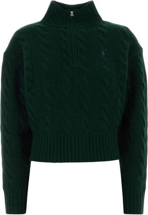 Polo Ralph Lauren Truien & Vesten, Dames, Groen, XS, Wol, Pullover met kabelsteek en col