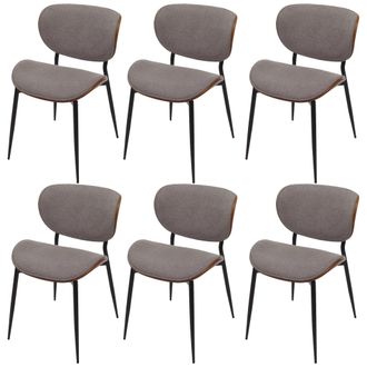 Hhg Hhg - Juego De 6 Sillas De Comedor 236, Tejido De Madera Curvada (370 G/m&sup2;) Certificado Oeko-tex Mvg, Aspecto Nogal, Gris Claro