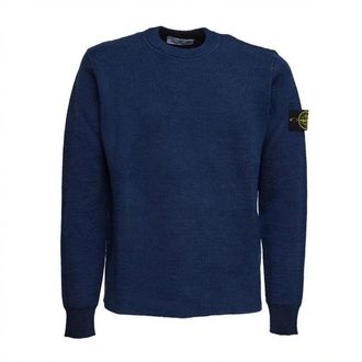 Stone Island Round-neck Knitwear, male, Blue, Size: M Round-neck Knitwear