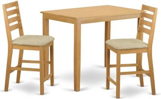East West Furniture YACF3-OAK-C 3 PC counter height set - counter height Table and 2 dinette Chairs