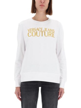 Versace Jeans Couture White Bold Gold Logo Sweatshirt