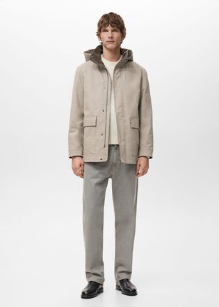 Mango Parka cappuccio interno staccabile sabbia - Uomo - XXL - MANGO MAN