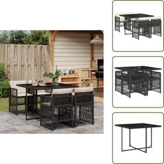 vidaXL Cuscini da giardino - vidaXL Set da Pranzo da Giardino 5 pz Nero con Cuscini in Polyrattan - Rattan PE