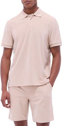 Bugatchi Cotton Blend French Terry Polo in Sand at Nordstrom, Size Xx-Large